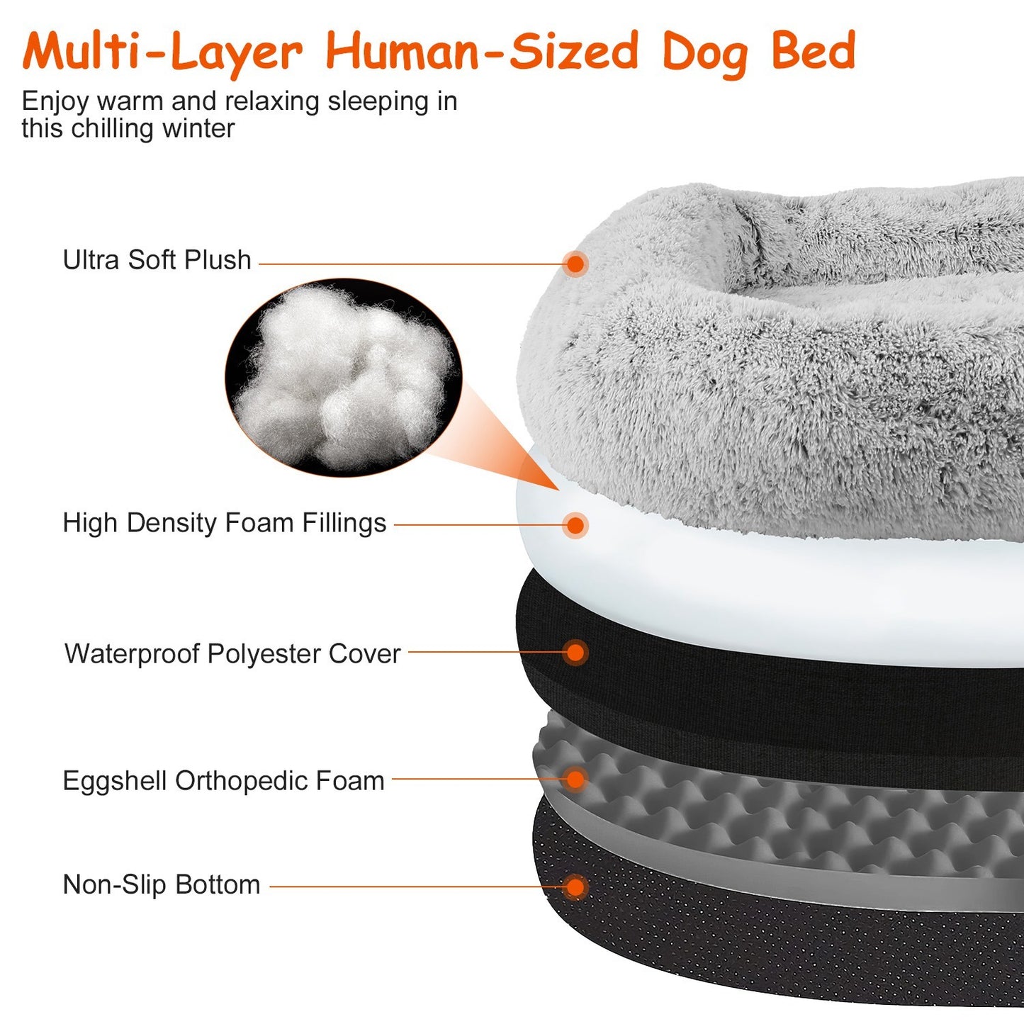 1Pc Large Foldable Human Size Dog Bed With Pillow