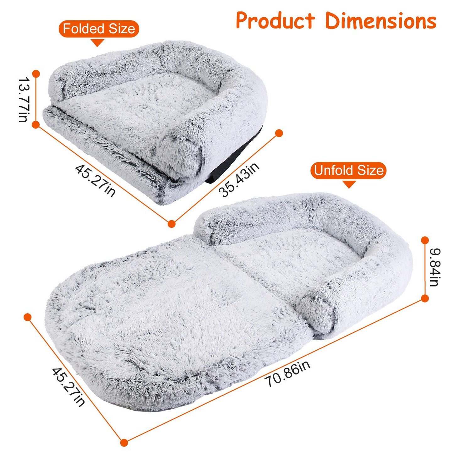 1Pc Large Foldable Human Size Dog Bed With Pillow