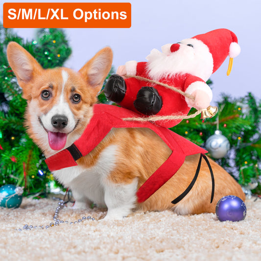 Christmas Costumes Red Winter Coat For Dog Riding Santa Claus