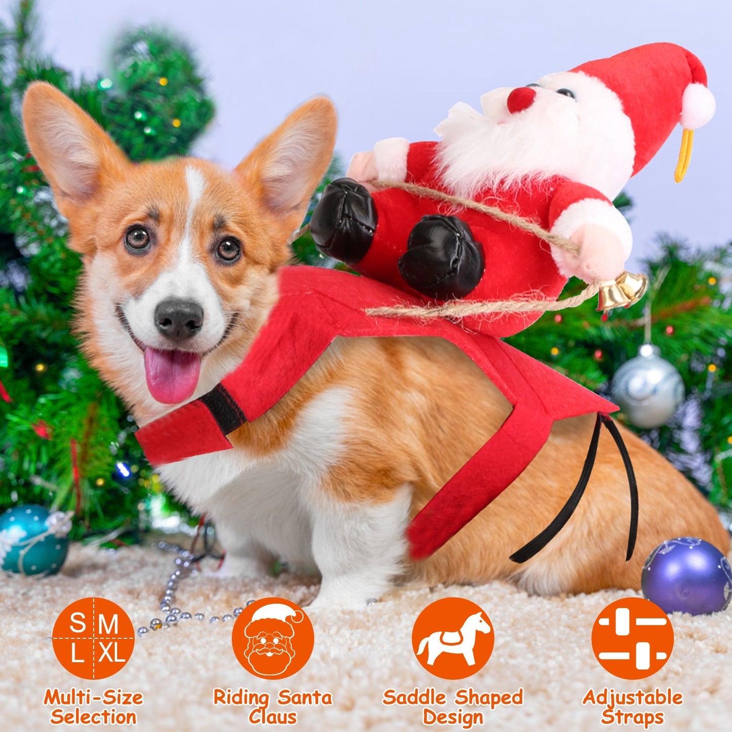 Christmas Costumes Red Winter Coat For Dog Riding Santa Claus