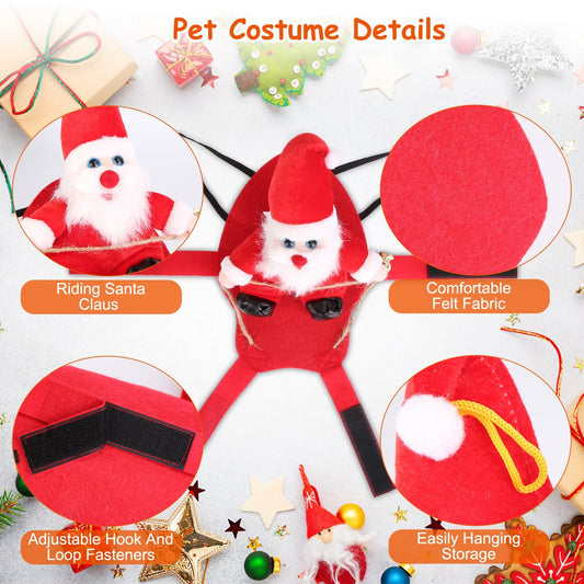 Christmas Costumes Red Winter Coat For Dog Riding Santa Claus