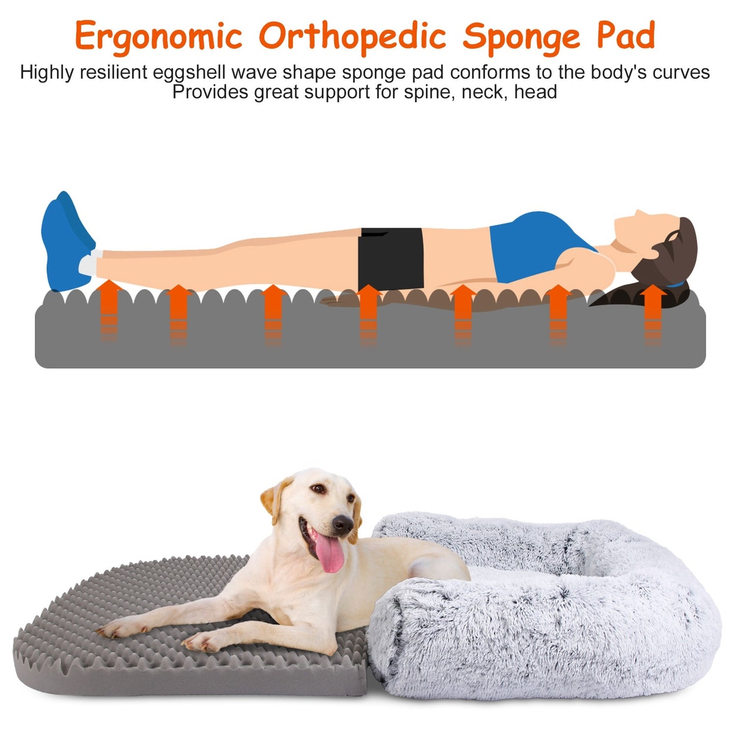 1Pc Large Foldable Human Size Dog Bed With Pillow